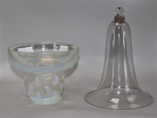 A Lalique vase and a Victorian glass shade